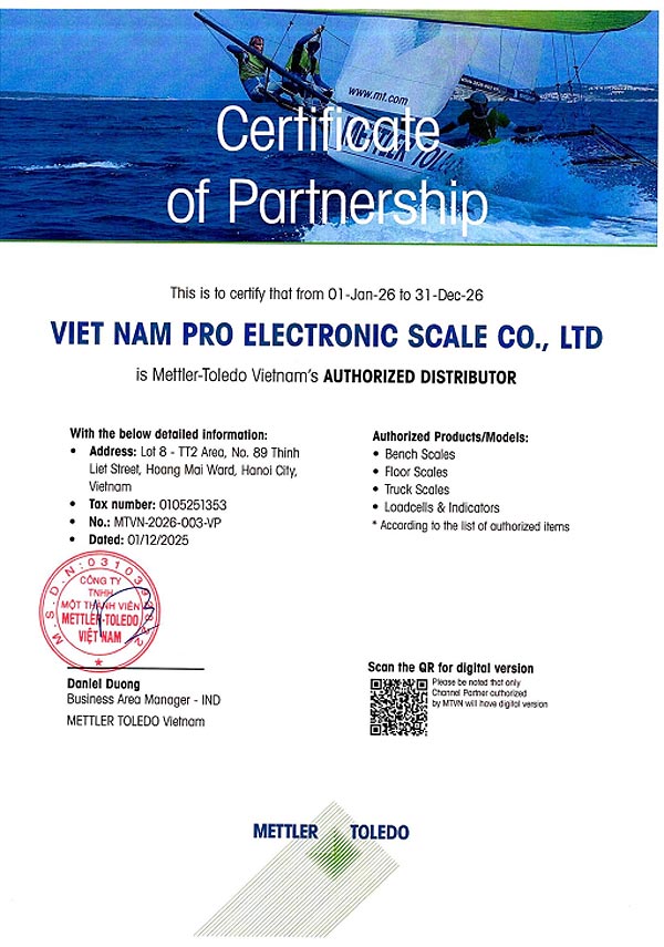 Đại lý uỷ quyền của Mettler Toledo